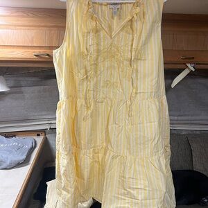 St. John's Bay Yellow and White Striped Midi Dress